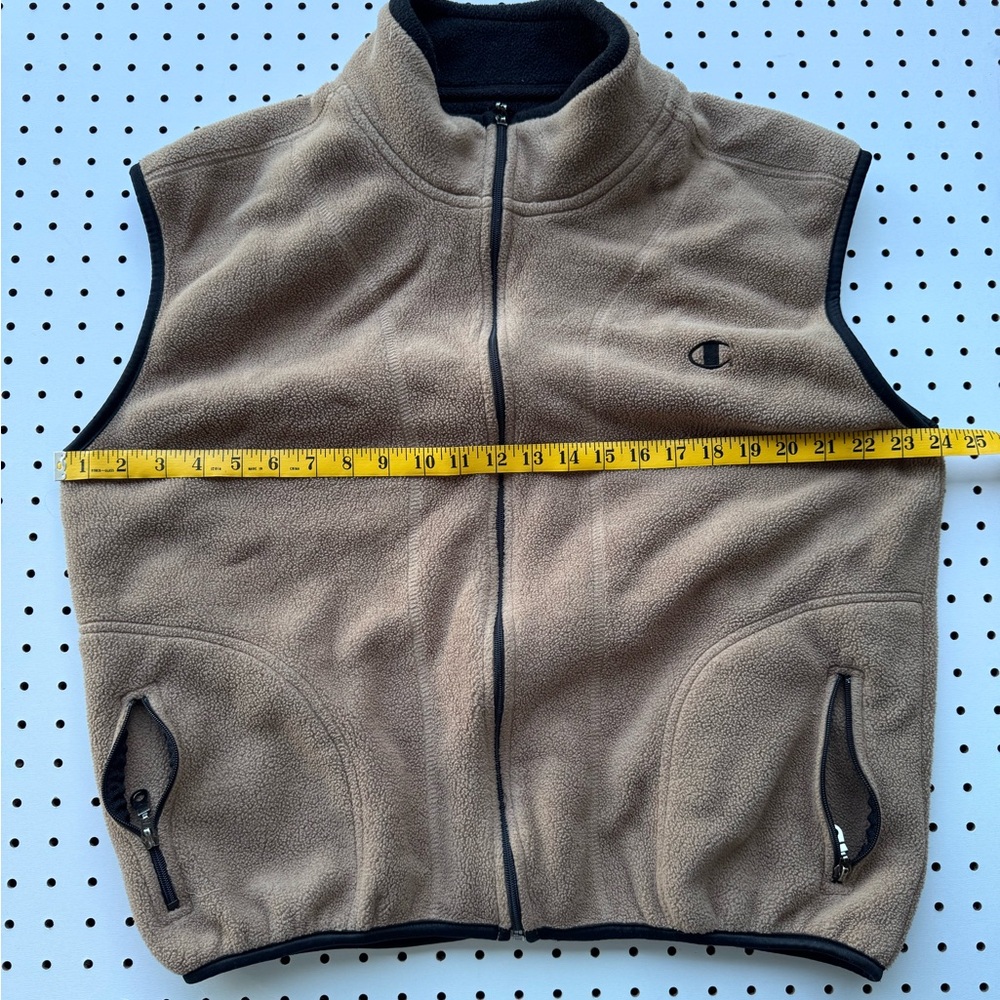 Champion Taupe Fleece Vest with Black Trim